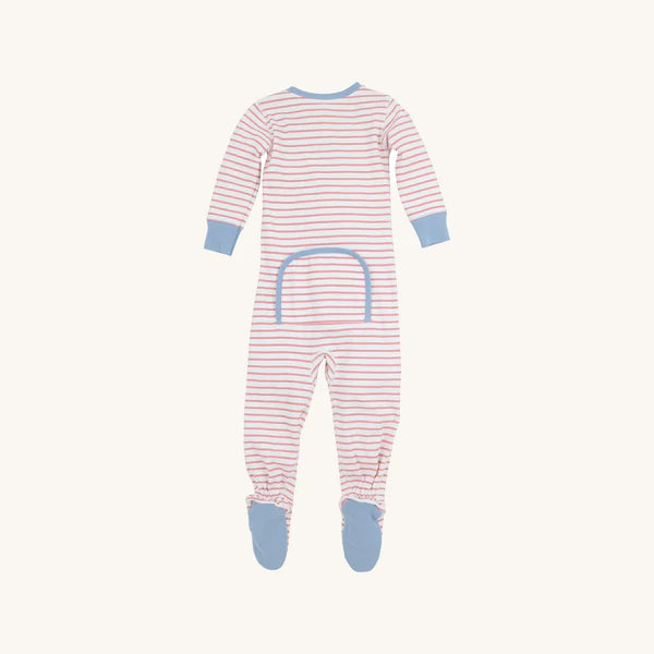 Knox's Night Night Footed Nantucket Red Stripe, Barrington Blue