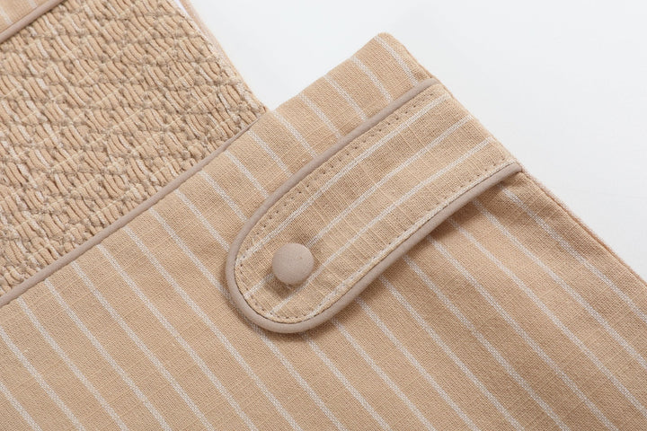 Light Brown Pinstripe Smocked Jon Jon