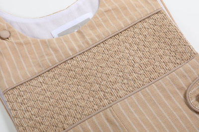 Light Brown Pinstripe Smocked Jon Jon