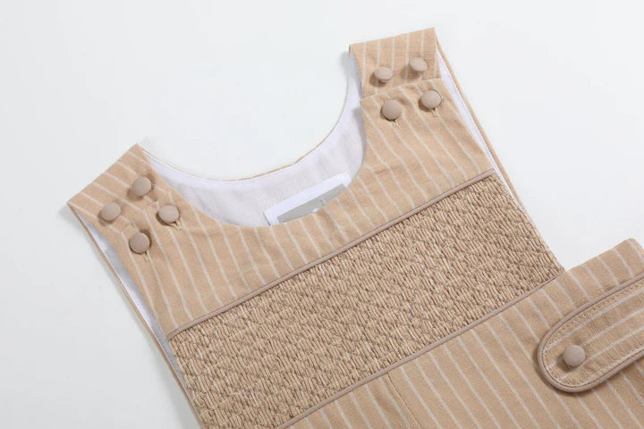 Light Brown Pinstripe Smocked Jon Jon