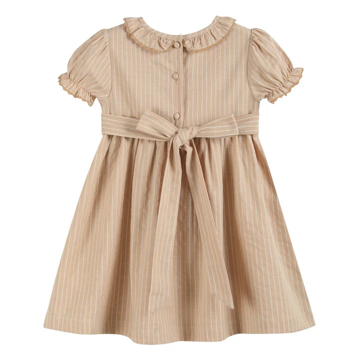 Light Brown Smocked Ruffle Dress