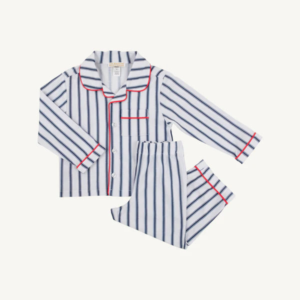Lock's Little Set Nantucket Navy Ticking Stripe, Richmond Red