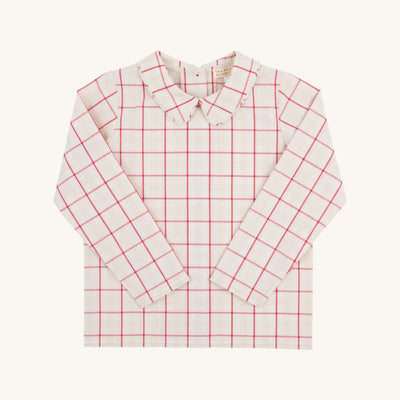 LS Peter Pan Shirt & Onesie Woven Yarn Oak Park Plaid (Small)