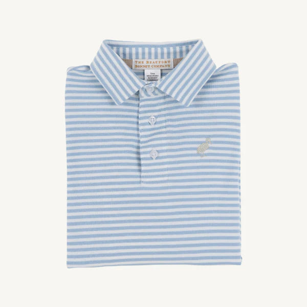 LS Pima Prim and Proper Polo Barrington Blue Stripe with Keeneland Khaki Stork