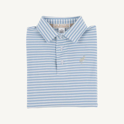 LS Pima Prim and Proper Polo Barrington Blue Stripe with Keeneland Khaki Stork