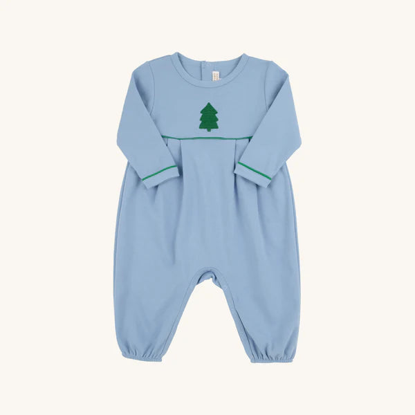 LS Bradford Romper Barrington Blue, Kiawah Kelly Green, Christmas Tree