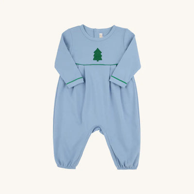 LS Bradford Romper Barrington Blue, Kiawah Kelly Green, Christmas Tree