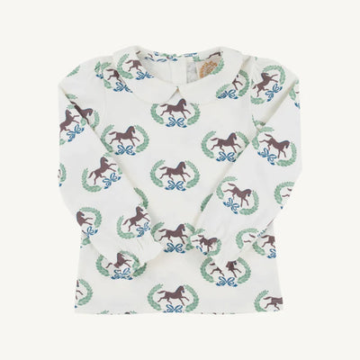 Maude's LS Pima Peter Pan Collar Shirt & Onesie Highland Horses