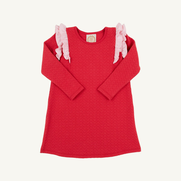 LS Ruehling Ruffle Dress Richmond Red, Palm Beach Pink