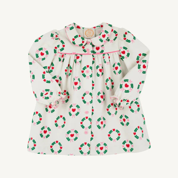 LS Tabithas Teacher`s Pet Dress Rollins Wreaths & Hamptons Hot Pink (Corduroy)