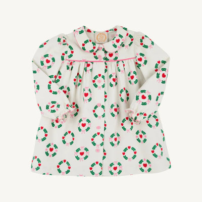 LS Tabithas Teacher`s Pet Dress Rollins Wreaths & Hamptons Hot Pink (Corduroy)