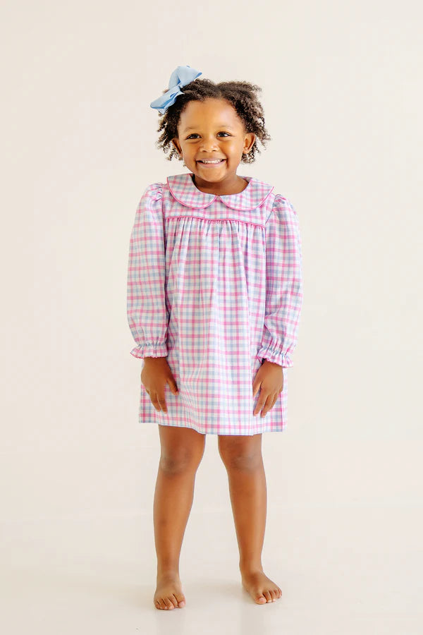 LS Maerin Fitz Frock Barrington Blue & Hamptons Hot Pink Gingham (Flannel)