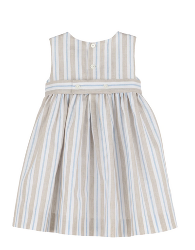 Beige Stripes Emb Dress