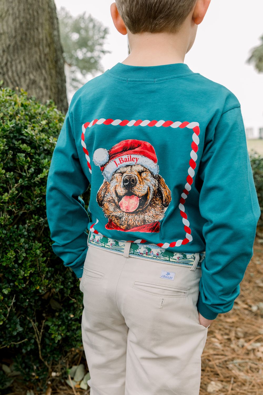 LS Santa Dog Tee Teal