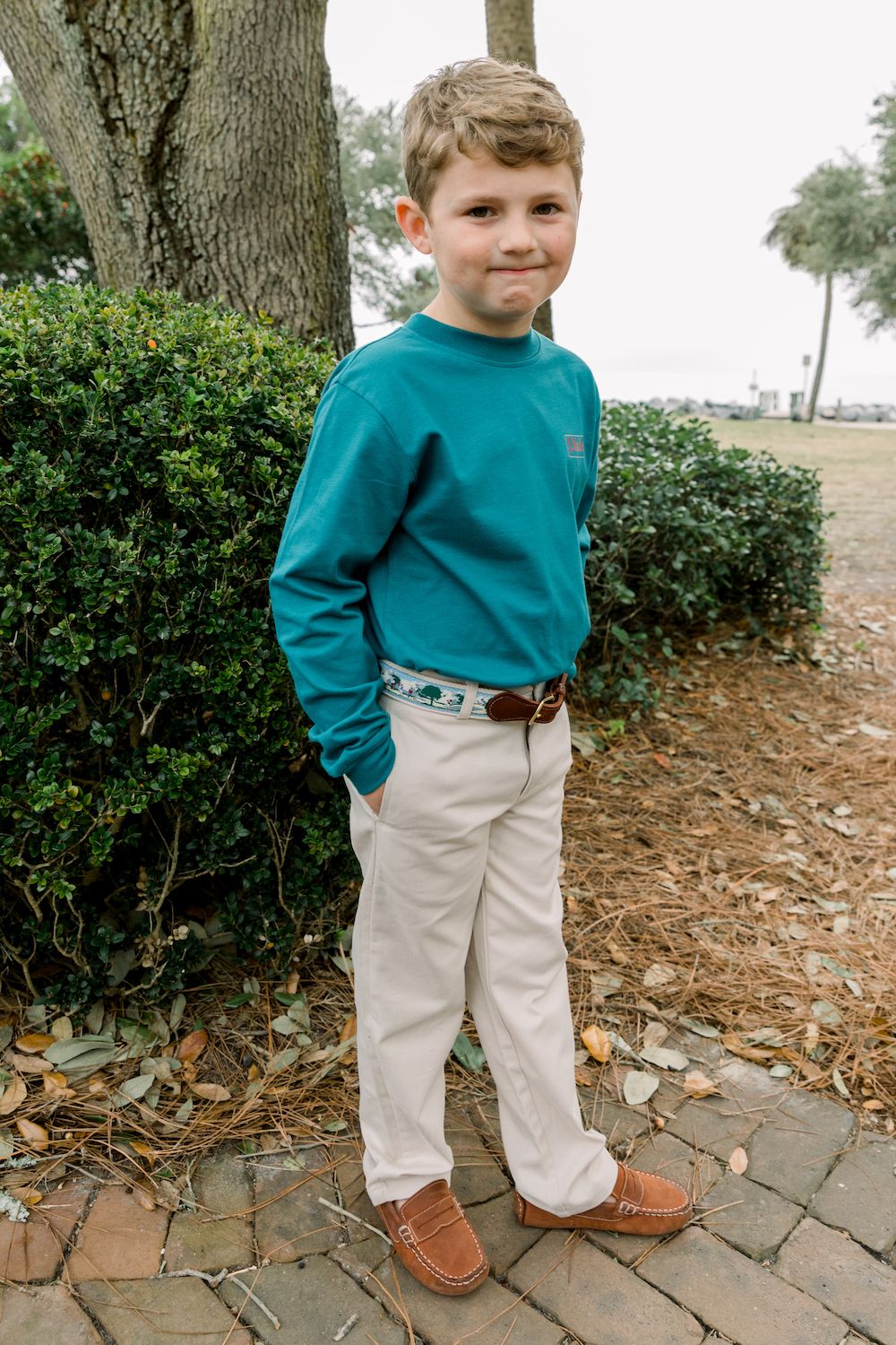 LS Santa Dog Tee Teal