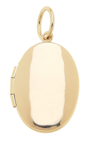Oval Locket Charm Shiny Gold