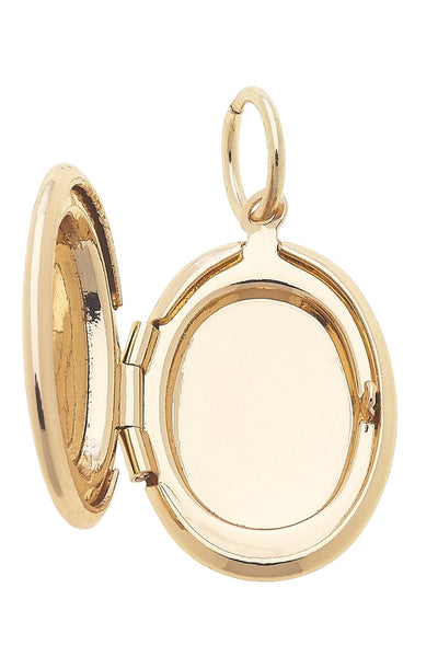 Oval Locket Charm Shiny Gold