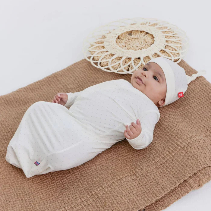 Pin Dot Cream Magnetic Gown & Hat Set