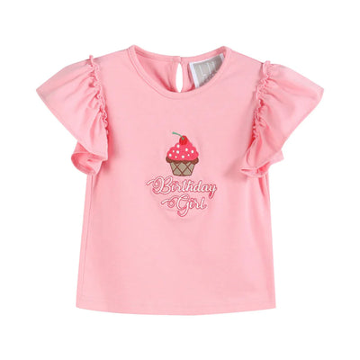 Pink Birthday Girl Ruffle Top and Skort Set