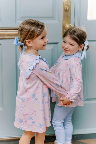 Ribbon Party Long Sleeve Dress
