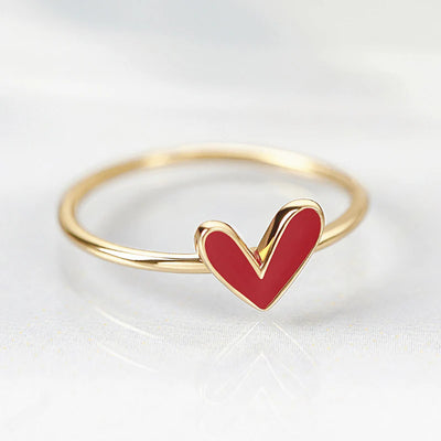 Heart Enamel Ring - One Size