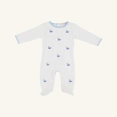 Rock Me Romper Worth Avenue White with Duck Embroidery