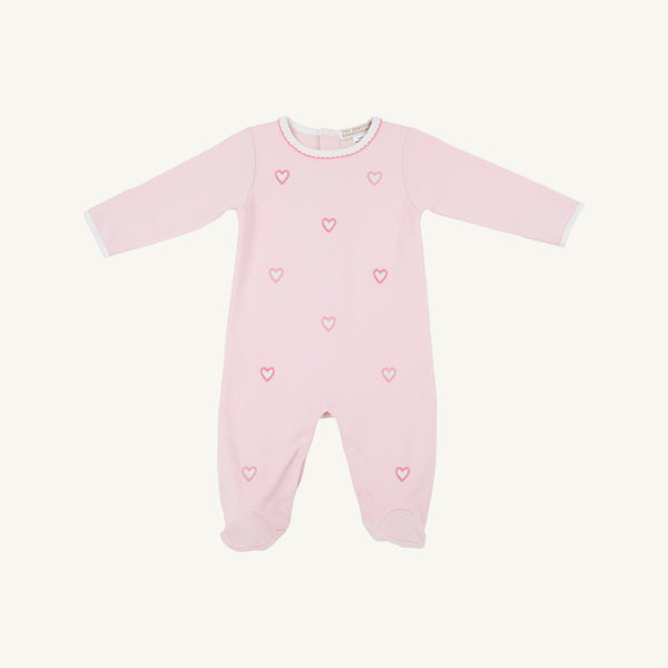 Rock Me Romper Palm Beach Pink, Hearts Embroidery
