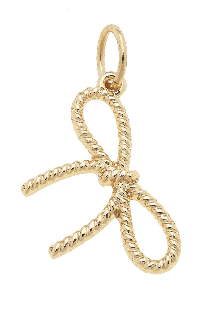Rope Bow Charm Shiny Gold