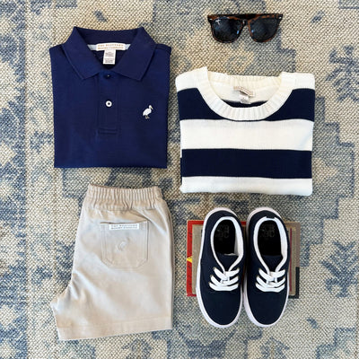 Prim and Proper Polo SS Nantucket Navy WAW