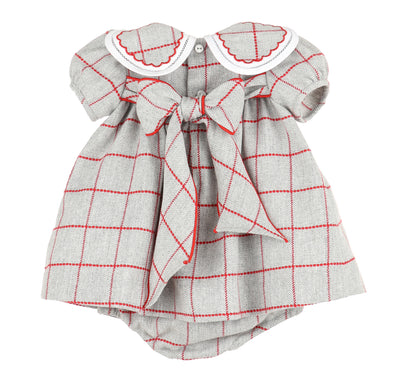 Holiday Check Petal Dress Gray