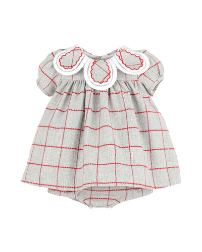 Holiday Check Petal Dress Gray