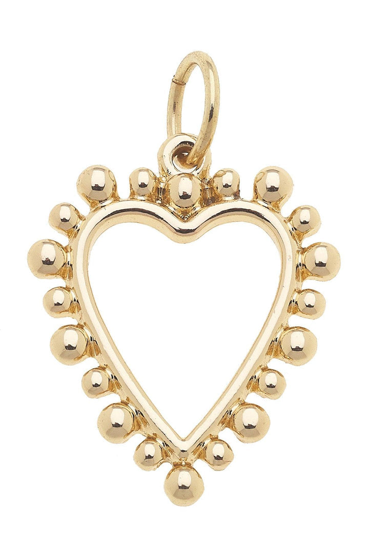 Studded Heart Charm Shiny Gold