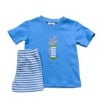 Blue Stripe Golf 2 Pc Short Set