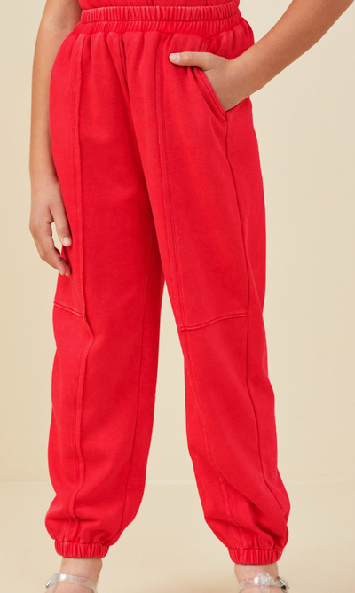 Red Washed SS Jogger Set