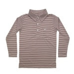 Inshore Performance LS Polo UPF Maroon Stripe