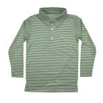 Inshore Performance LS Polo UPF Green Stripe