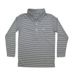 Inshore Performance LS Polo UPF Navy Stripe