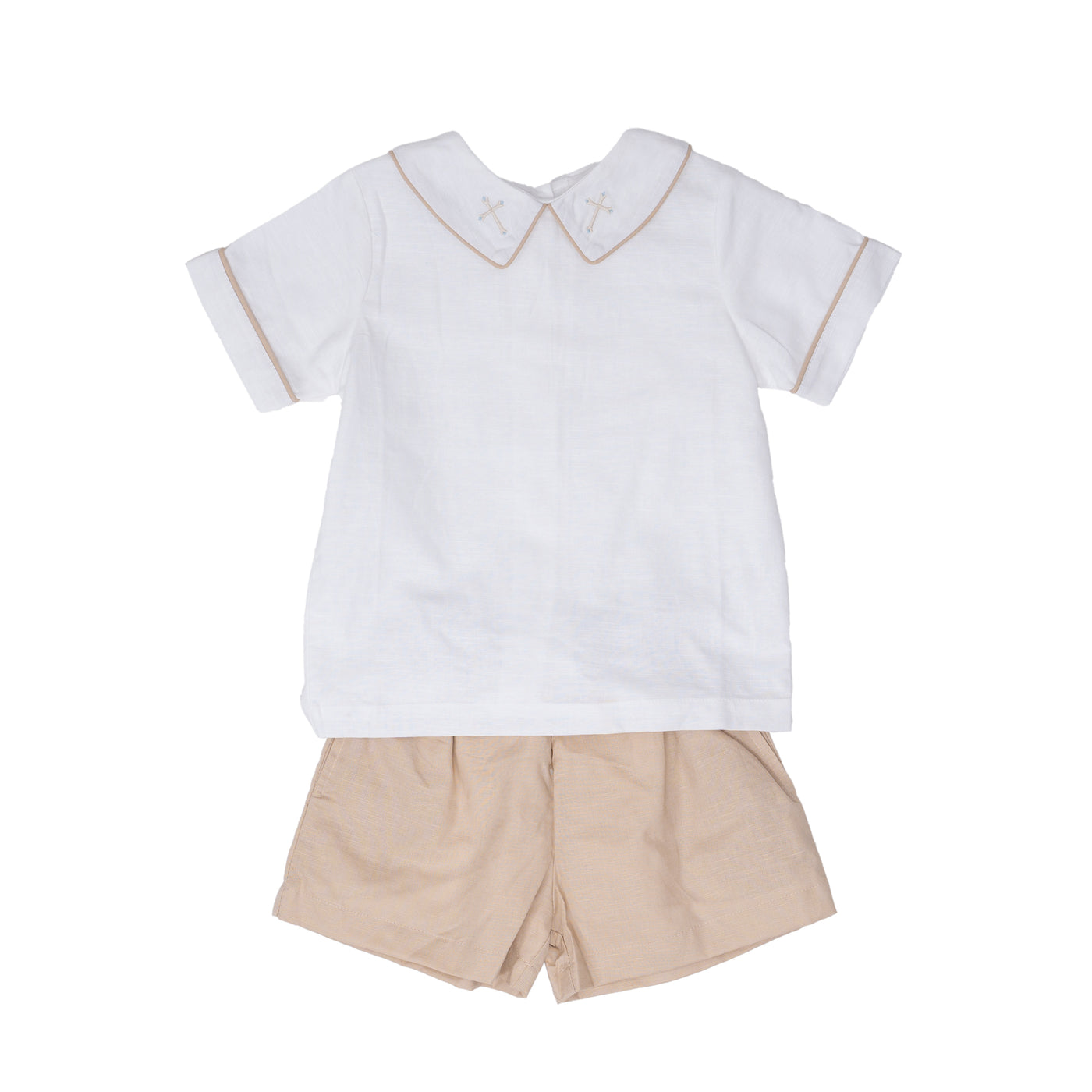 John Tan Linen Cross Short Set