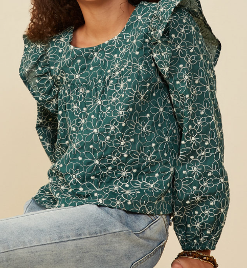 Floral Print Green Top