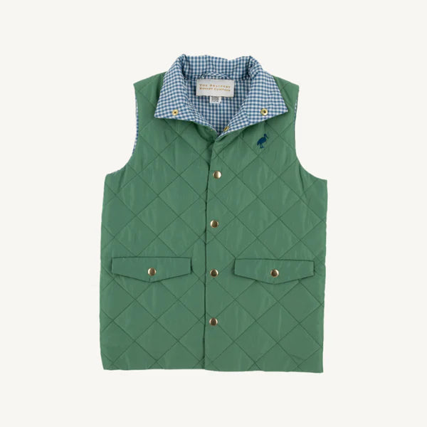 Vaughn Vest Gallatin Green & Barnsley Blue Mini Gingham