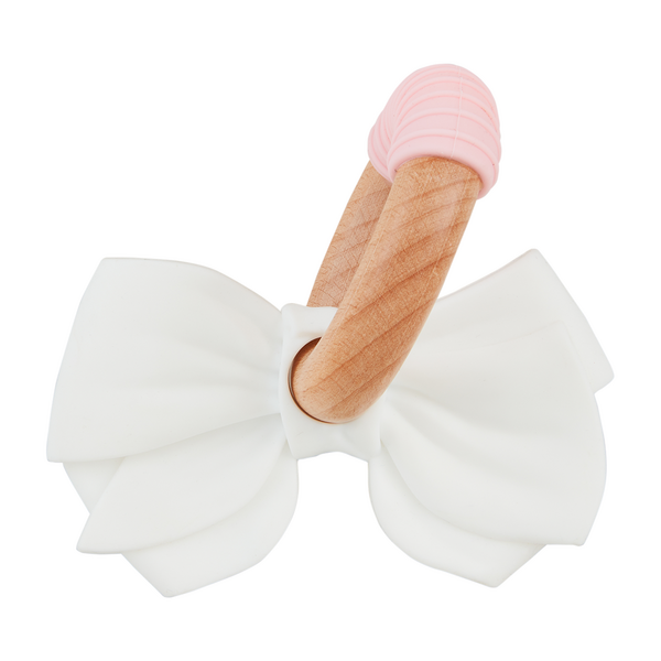 White Bow Silicone Teether