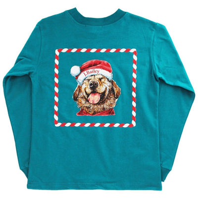 LS Santa Dog Tee Teal