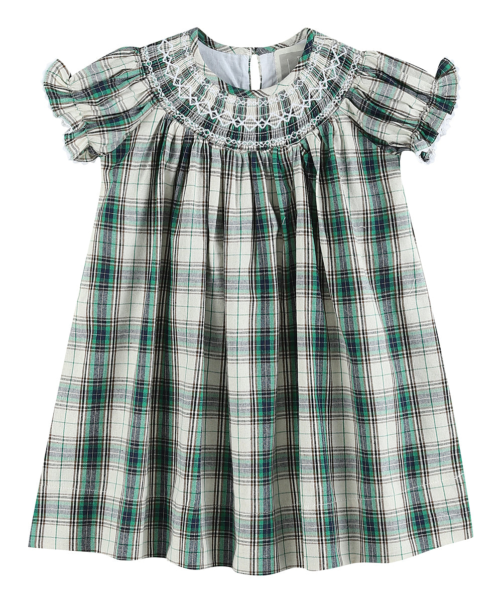 Christmas Tartan Smocked Bishop Dress