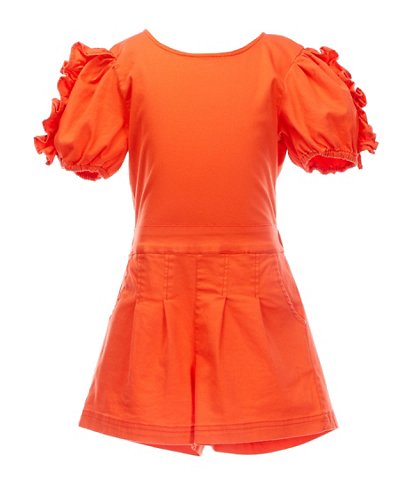 Maeve Ruffle Sleeve Romper - Orange