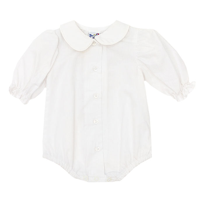 White Peter Pan Collar L/S Bodysuit - Girls (Buttons in Front)