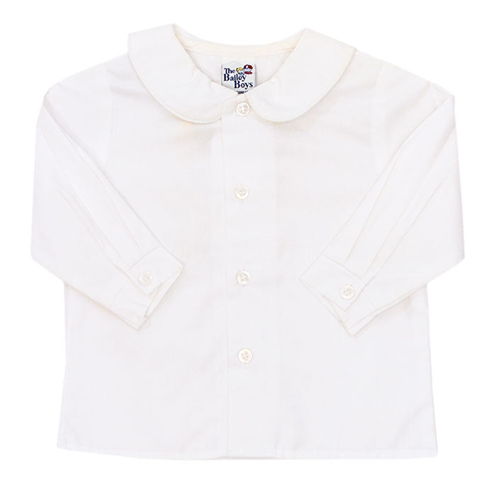 White Peter Pan Collar L/S Top - Boys (Buttons in Front)