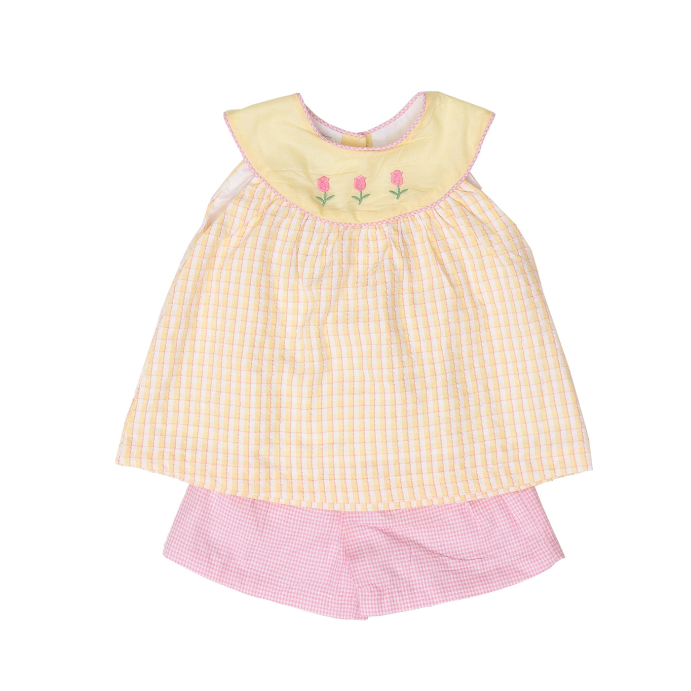 Juliette Yellow/Pink Check Short Set