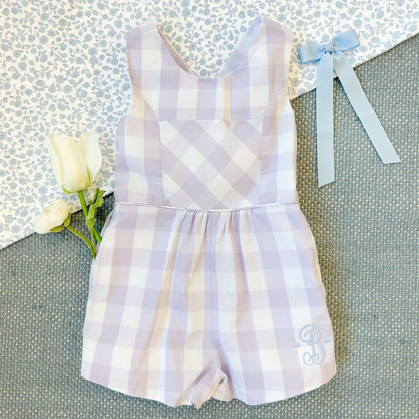 Reagan Romper - Lauderdale Lav Chattanooga Check