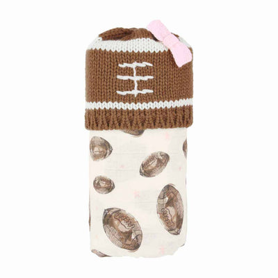 Pink Football Swaddle and Hat Set