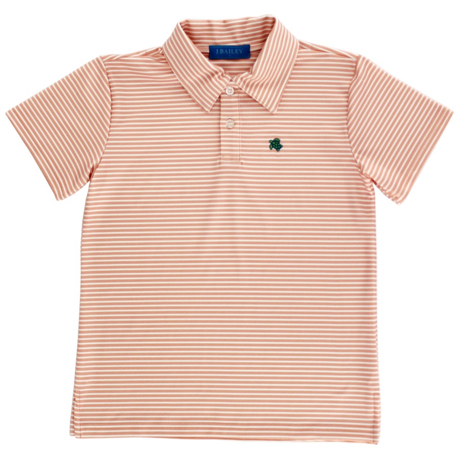Henry Performance Polo - Coral/White Stripe